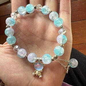 Blue with bear beaded charm bracelet